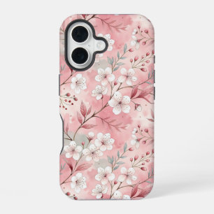 Patrón de flor sakura rosado iPhone 16 case