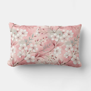 Patrón de flor sakura rosado lumbar cushion