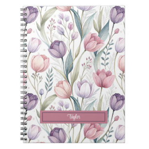 Patrón floral de tulipano escandinavo personalizad notebook