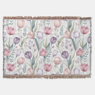 Patrón floral de tulipano escandinavo throw blanket