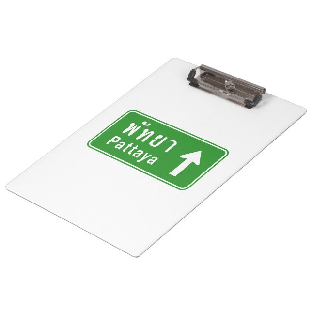 Pattaya Ahead ⚠ Thai Highway Traffic Sign ⚠ Clipboard (Angled)