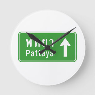 Pattaya Ahead ⚠ Thai Highway Traffic Sign ⚠ Round Clock