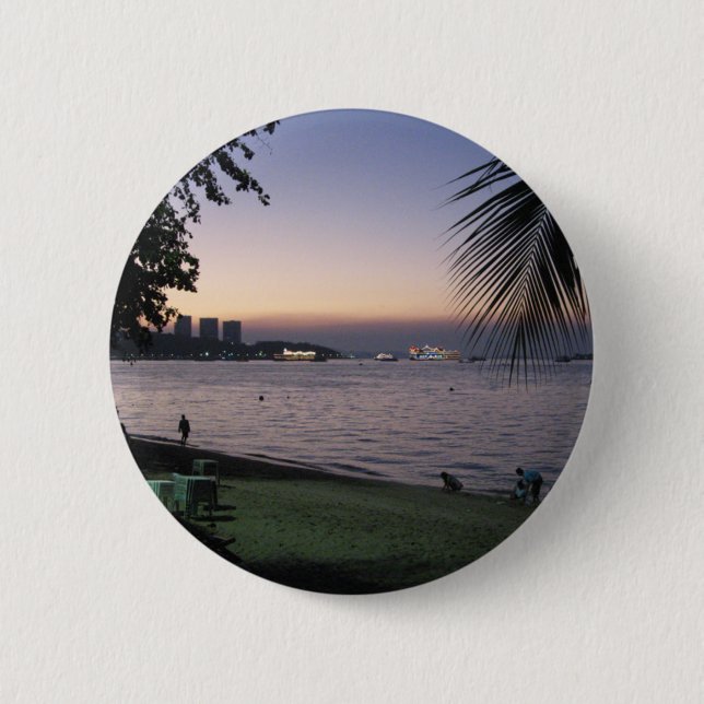 Pattaya Beach Sunset ... Chonburi, Thailand 6 Cm Round Badge (Front)