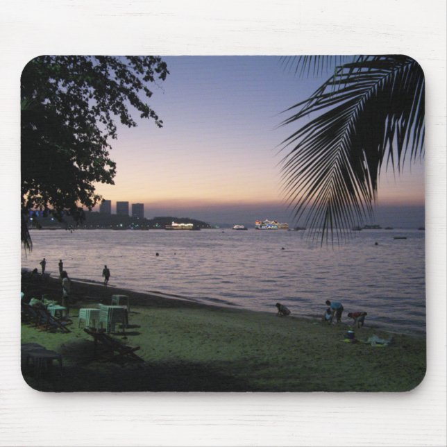 Pattaya Beach Sunset ... Chonburi, Thailand Mouse Pad (Front)