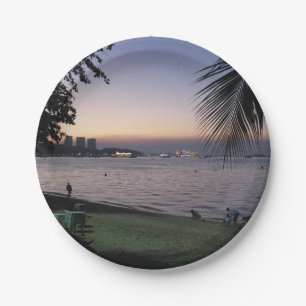 Pattaya Beach Sunset ... Chonburi, Thailand Paper Plate