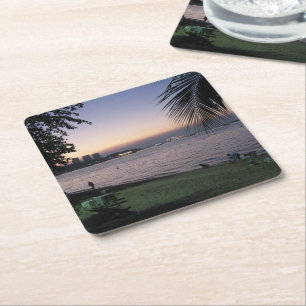 Pattaya Beach Sunset ... Chonburi, Thailand Square Paper Coaster