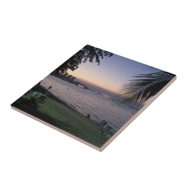 Pattaya Beach Sunset ... Chonburi, Thailand Tile (Side)
