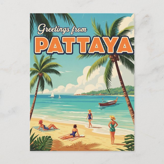 Pattaya Beach Thailand Travel Postcard (Front)