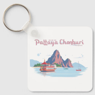 Pattaya Chonburi Thailand Pastel Travel Key Ring