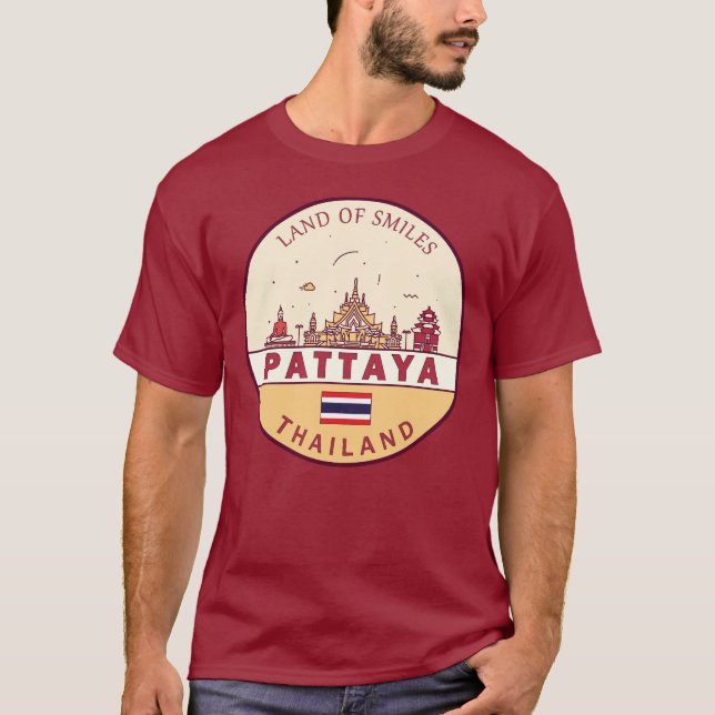Pattaya Thailand City Skyline Emblem T-Shirt (Front)