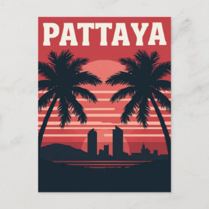 Pattaya Thailand Sunset Palm Trees Postcard