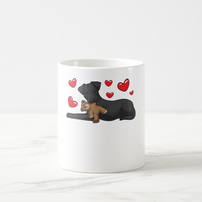 Patterdale Terrier Dog With Stuffed Animal Coffee Mug (Center)