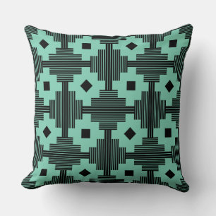 Pattern 061214 - Black with Light Green 7dcfb6 Cushion