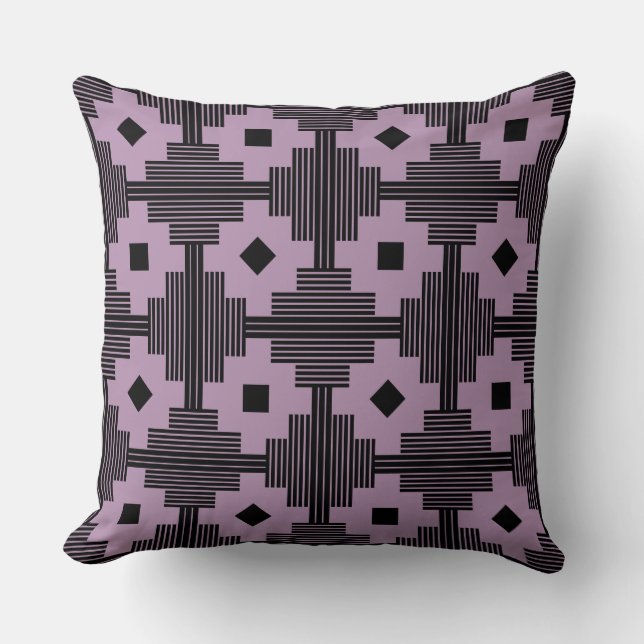 Pattern 061214 - Black with Mauve b38fb1 Cushion (Front)