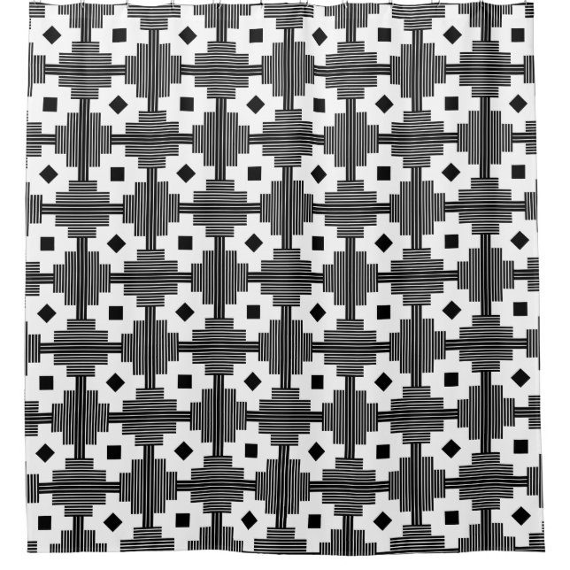 Pattern 061214 - Black with White Shower Curtain (Front)