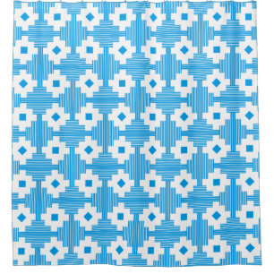 Pattern 061214 - White with Blue 009dea Shower Curtain