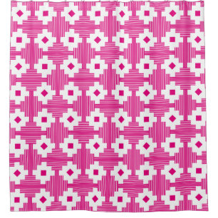 Pattern 061214 - White with Hot Pink e5007a Shower Curtain