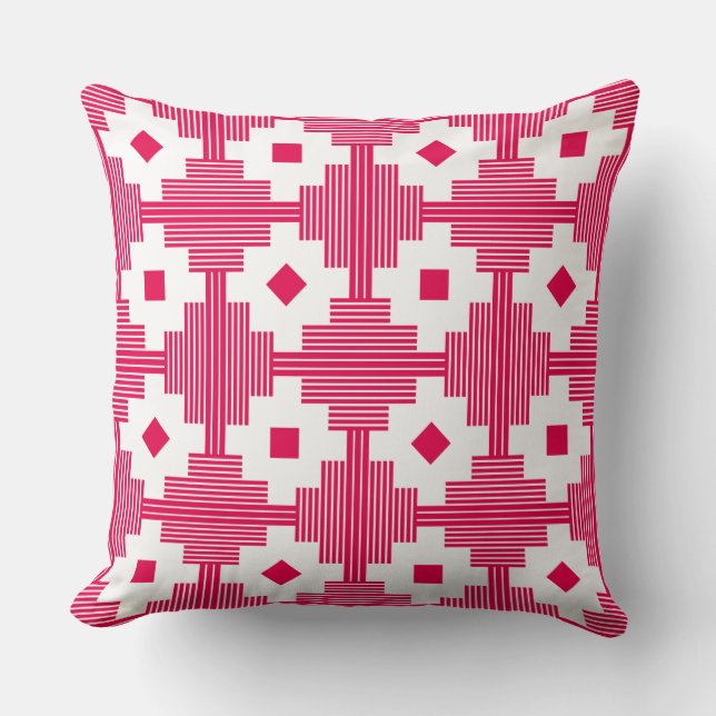 Pattern 061214 - White with Neon Red e60049 Cushion (Front)