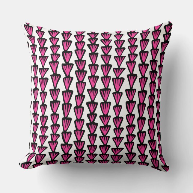 Pattern 070515 - Black and Hot Pink on White Cushion (Front)
