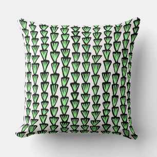 Pattern 070515 - Black and Mint Green on White Cushion