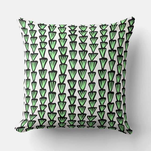 Pattern 070515 - Black and Mint Green on White Cushion (Front)