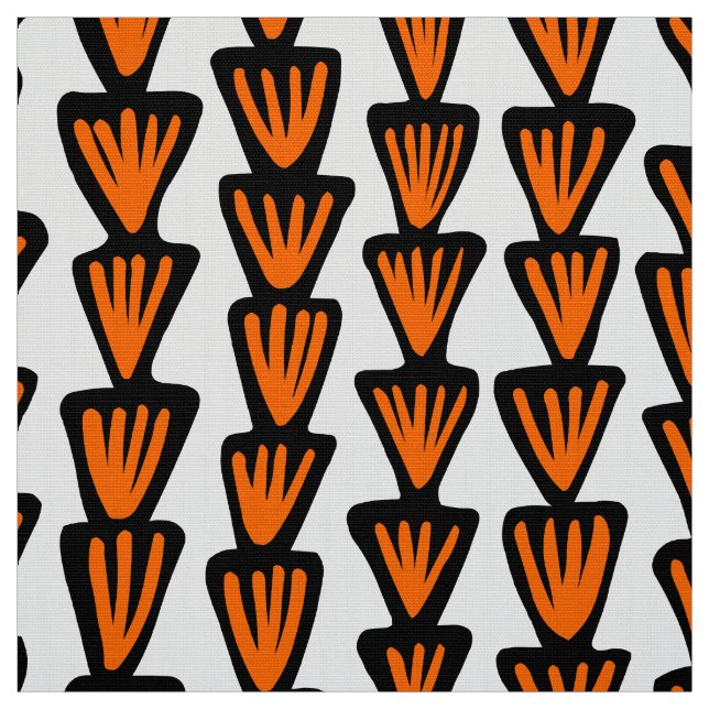 Pattern 070515 - Black and Orange on White Fabric (Swatch)