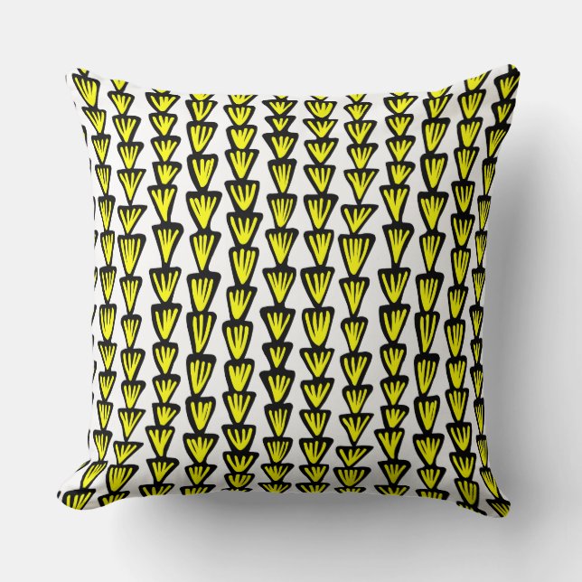 Pattern 070515 - Black and Yellow on White Cushion (Front)