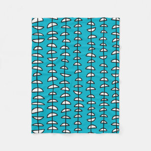 Pattern 080515- Black and White on Aqua Blue Fleece Blanket