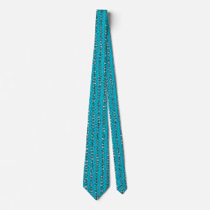 Pattern 080515- Black and White on Aqua Blue Tie