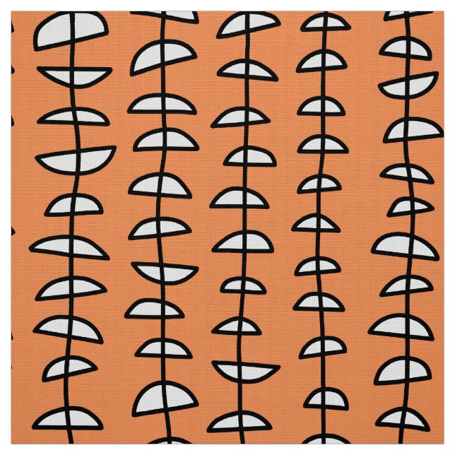 Pattern 080515 - Black and White on Orange Fabric (Swatch)