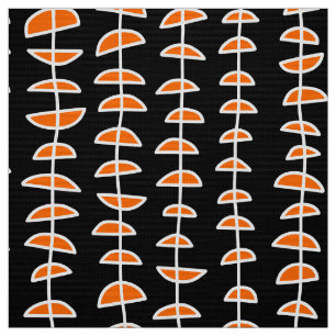 Pattern 080515 - White and Orange on Black Fabric