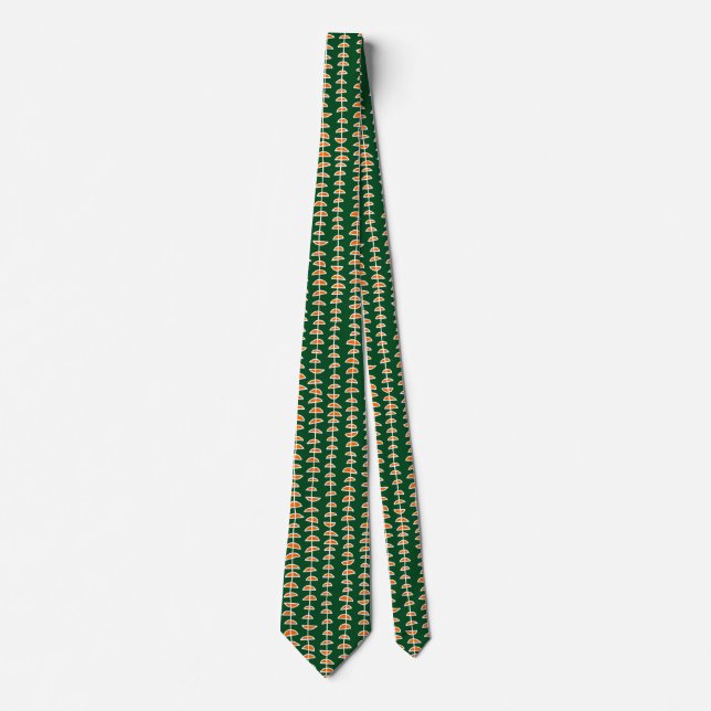 Pattern 080515- White and Orange on Dk Green Tie (Front)