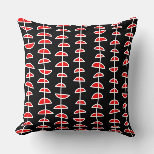 Pattern 080515- White and Red on Black Cushion (Front)