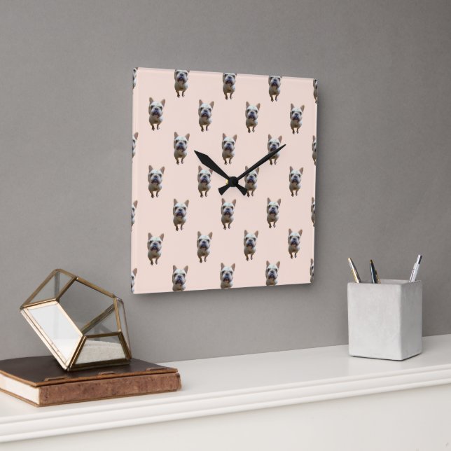 pattern_1_french bulldog_1 square wall clock (Office)