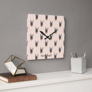 pattern_1_french bulldog_1 square wall clock