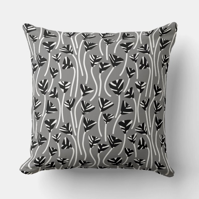 Pattern 210121 -  Black, White and 50% Grey Cushion (Front)