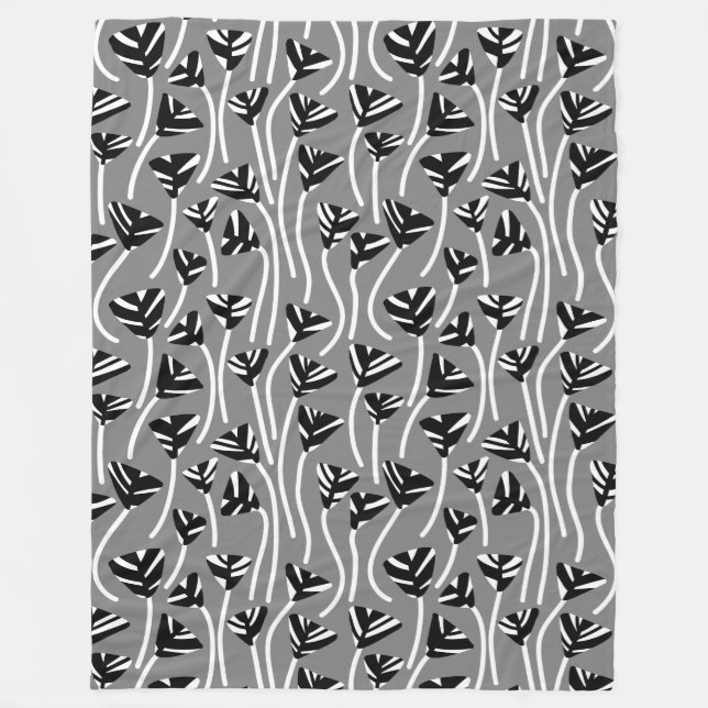 Pattern 210121 -  Black, White and 50% Grey Fleece Blanket (Front)