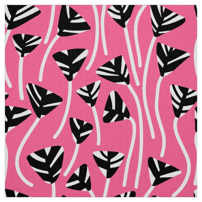 Pattern 210121 -   Black, White and Deep Pink Fabric (Swatch)