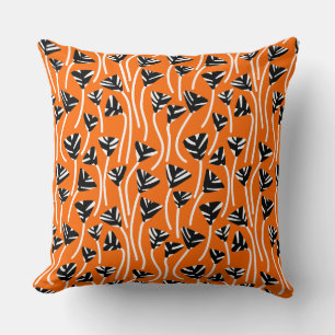 Pattern 210121 - Black, White and Orange Cushion