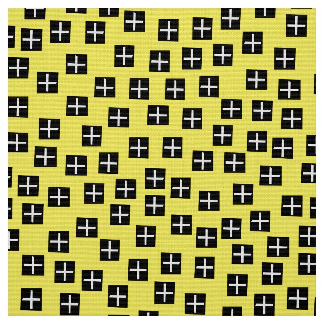 Pattern 270715 - Black and White on Yellow Fabric (Swatch)
