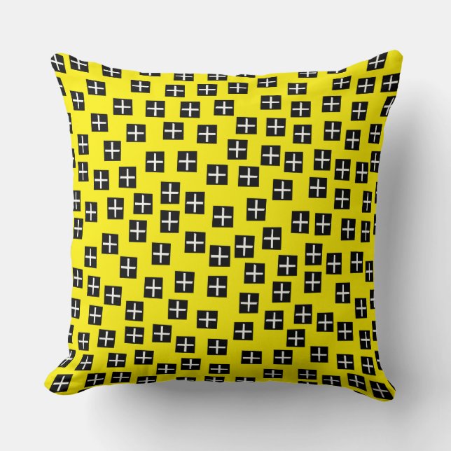 Pattern 270715 - Black and White on Yellow fff300 Cushion (Front)