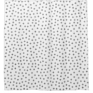 Pattern 270715 - Black Crosses and White Shower Curtain