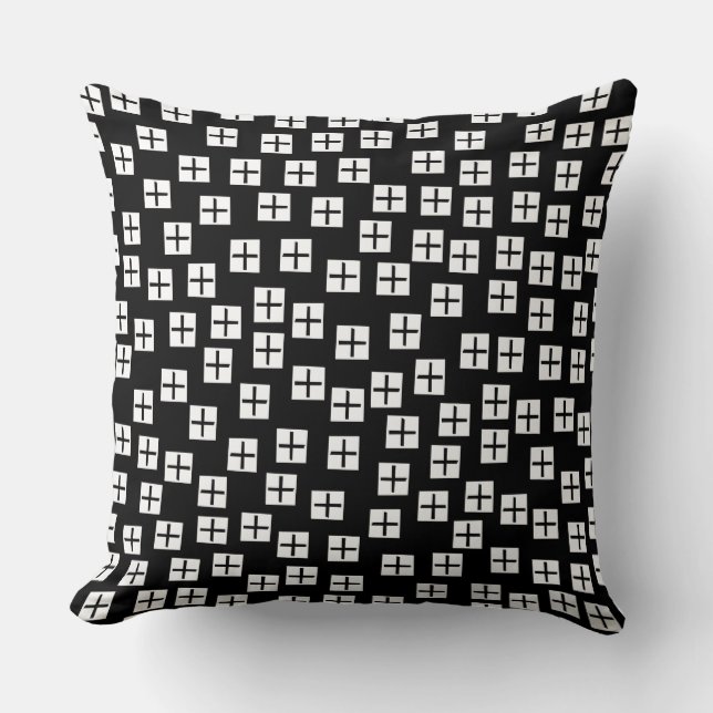 Pattern 270715 - White and Black on Black Cushion (Front)