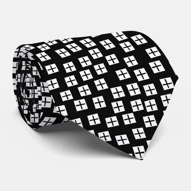 Pattern 270715 - White and Black on Black Tie (Rolled)