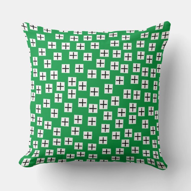 Pattern 270715 - White and Black on Green 06983e Cushion (Front)