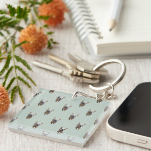 pattern_2_french bulldog_2 acrylic key ring