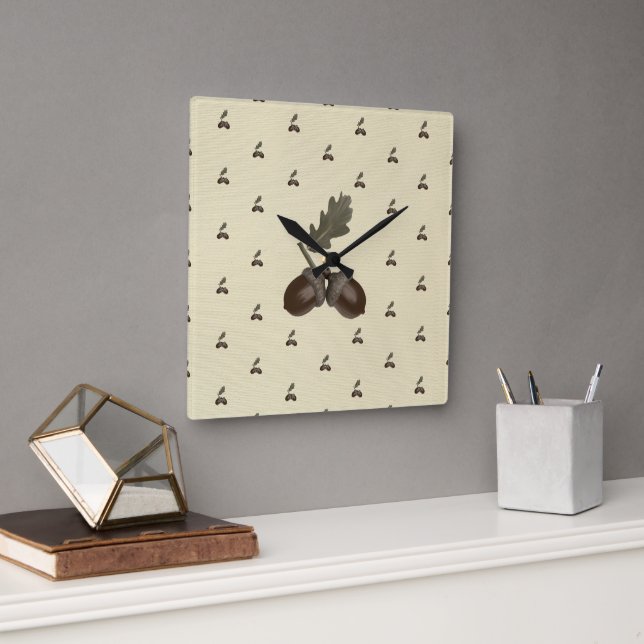 pattern_3_acorn_1 square wall clock (Office)