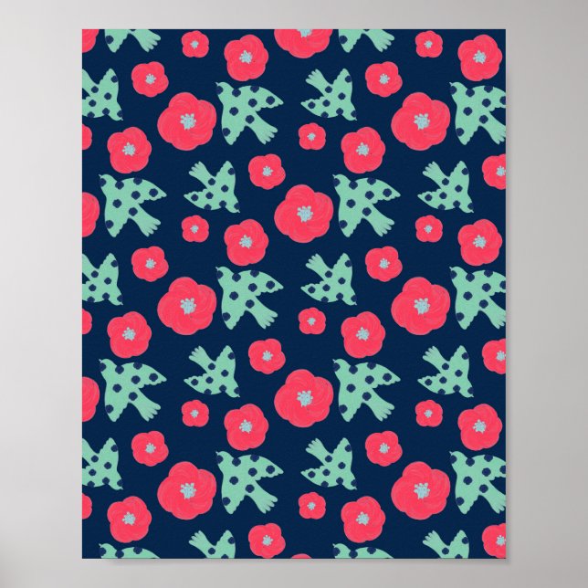 pattern_7_camellia and bird_1 matte poster (Front)