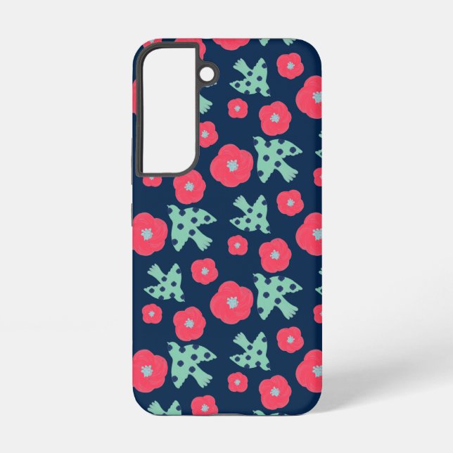 pattern_7_camellia and bird_1 samsung galaxy s22 case (Back)