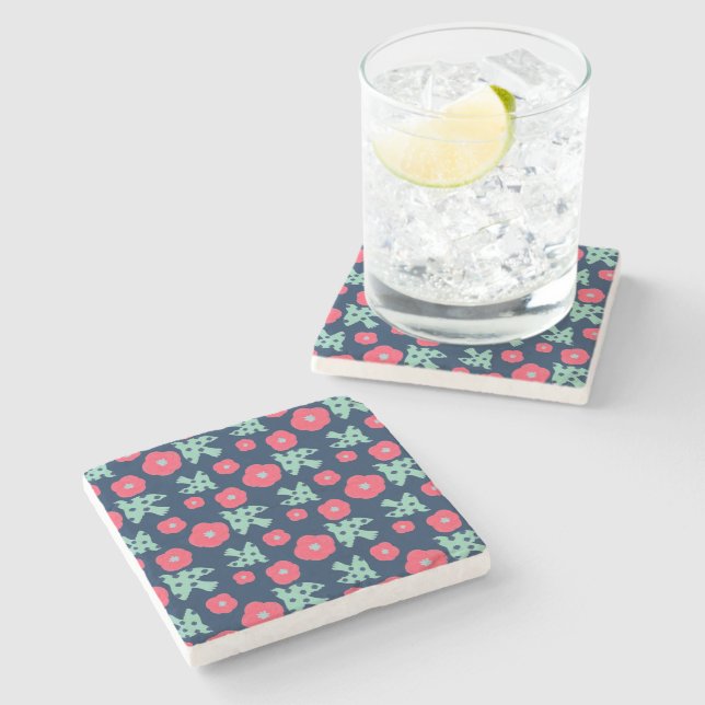 pattern_7_camellia and bird_1 stone coaster (Side)